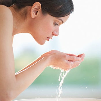 washing face rinse woman washing face