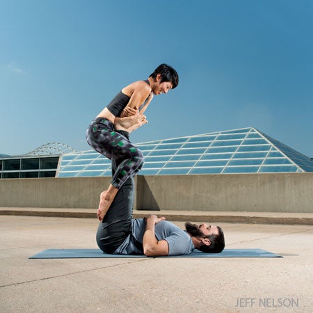 Down Dog Bow | Yoga poses for two, Partner yoga poses, Couples yoga poses
