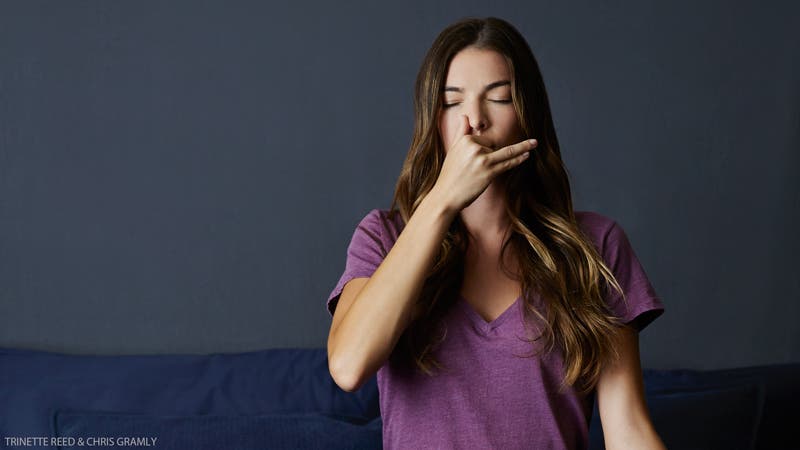 woman doing chandra bhedana moon breath pranayama nadi shodhana woman doing chandra bhedana moon breath meditation pranayama