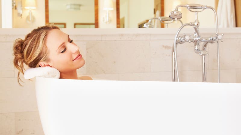 woman taking a bath