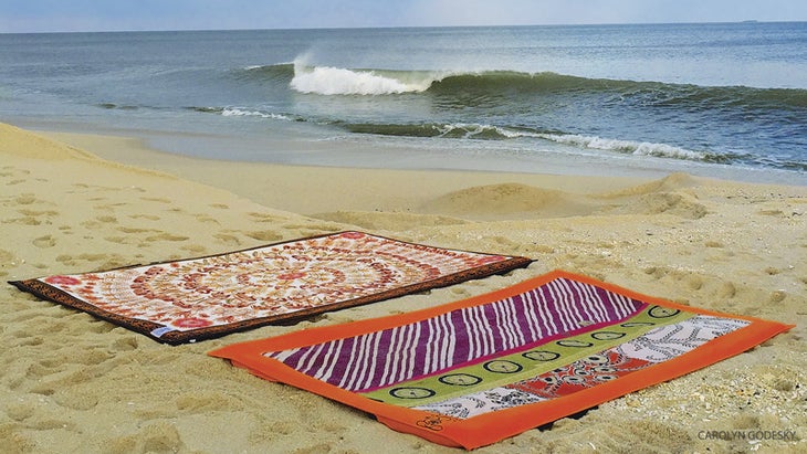 beach, yoga mats