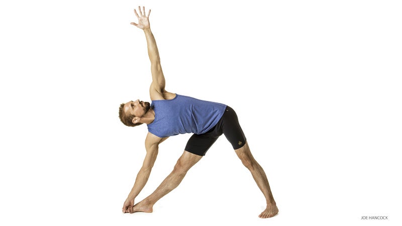 Man practicing yoga pose isolated outline Illustration. Man standing in triangle  pose or utthita trikonasana pose, Yoga Asana line icon Stock Vector Image &  Art - Alamy