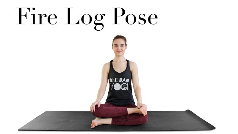 yoga pose - fire log beginners Stock Photo - Alamy