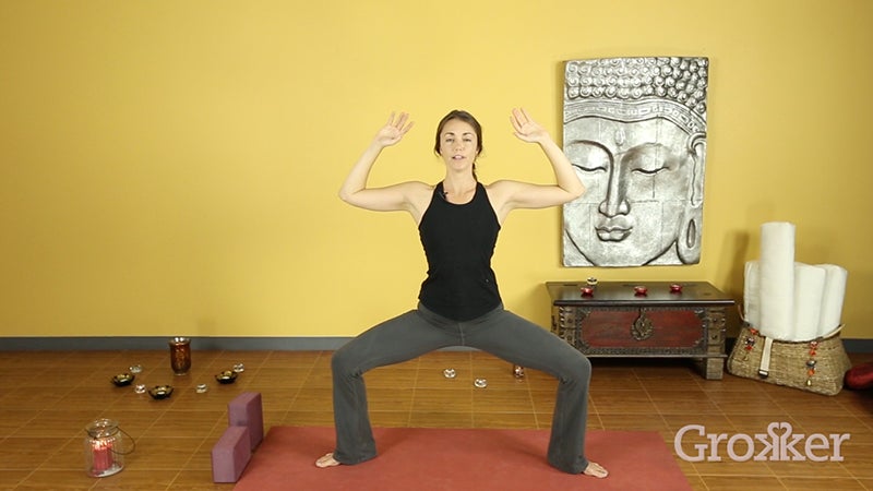Spinning the goddess into spider pose (or variations on goddess pose)