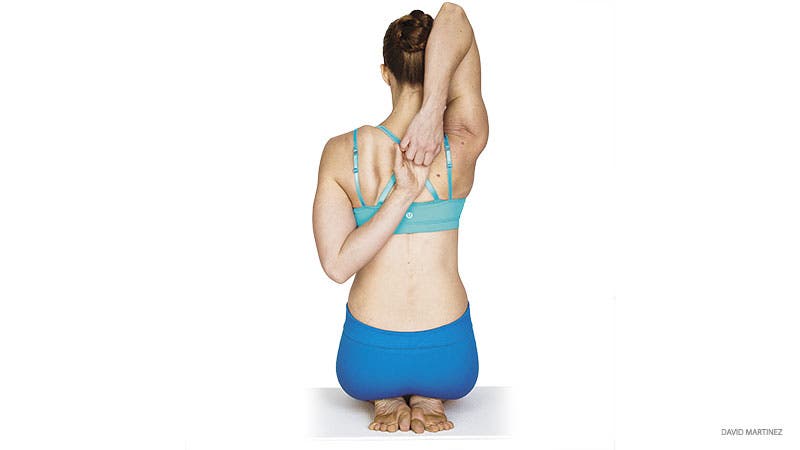 cow face arms, gomukhasana