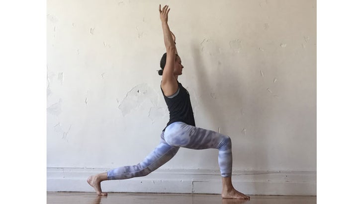 Rae Broderick in High Lunge Rae Broderick in crescent lunge pose, anjaneyasana