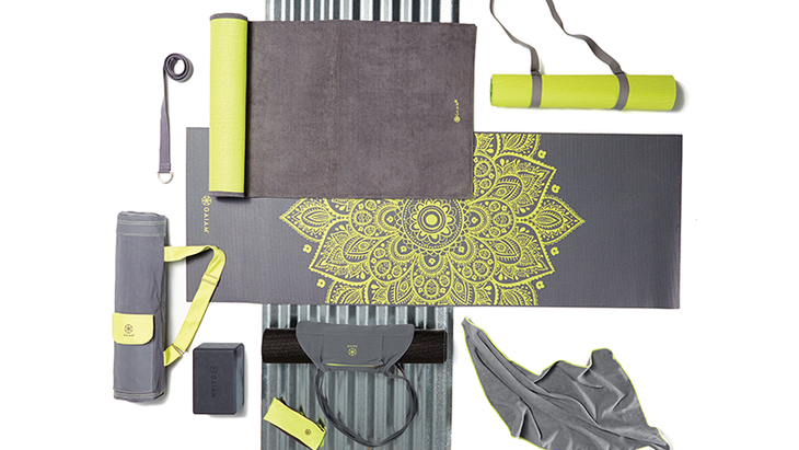 Gaiam Premium Citron Sundial 6mm Yoga Mat, Grey/Citron