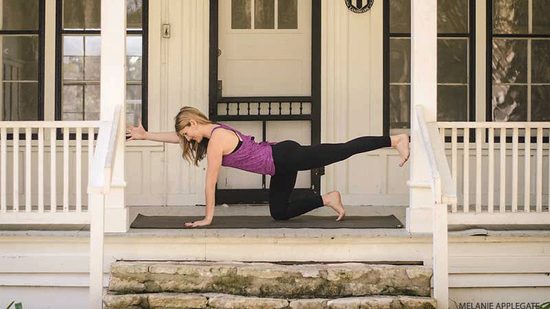 Leah Cullis performs Airplane Kicks. Leah Cullis performs Airplane Kicks.