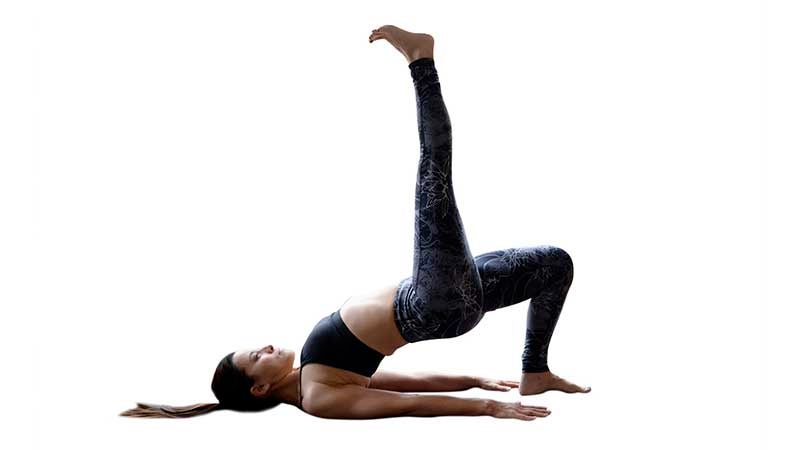 Young Slim Woman in Tight Sportswear Practicing Yoga, Doing One Legged  Bridge Pose with Leg Raise, Training Flexibility Stock Image - Image of  gymnastics, female: 181488013