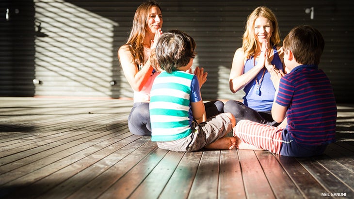 Leah Cullis and friends gather for a closing mantra: OM. Leah Cullis and friends gather for a closing mantra: OM.