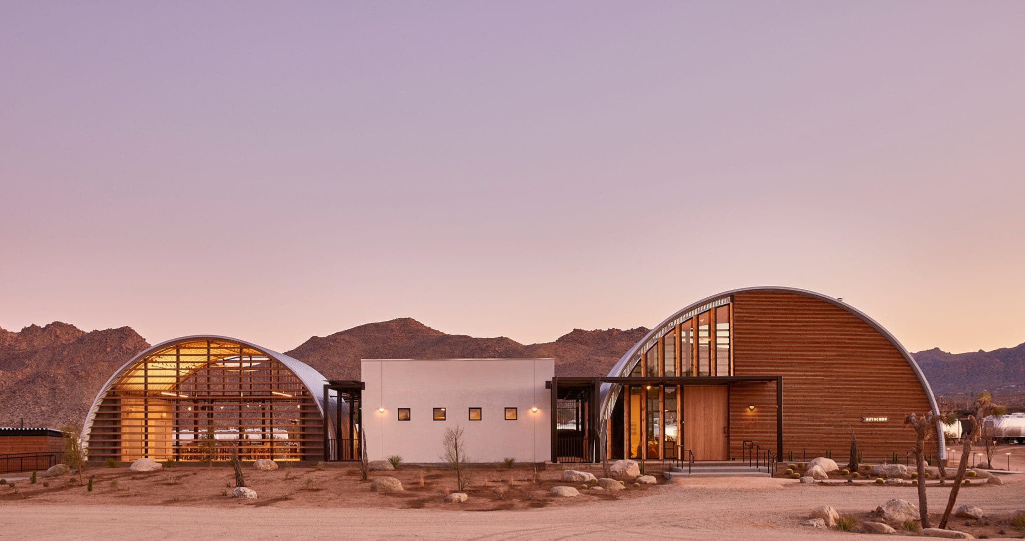 View of Autocamp hotel in Joshua Tree desert.