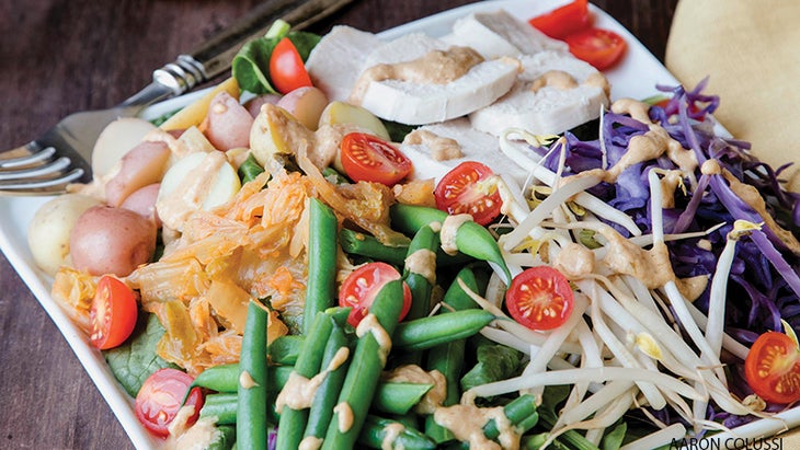 Gado-Gado Salad with Kimchi-Nut Dressing Gado-Gado Salad with Kimchi-Nut Dressing