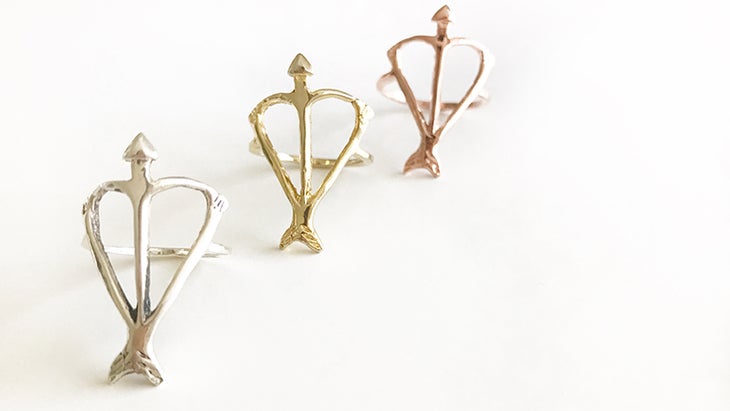 Signature Open Heart Warrior Bow & Arrow Ring