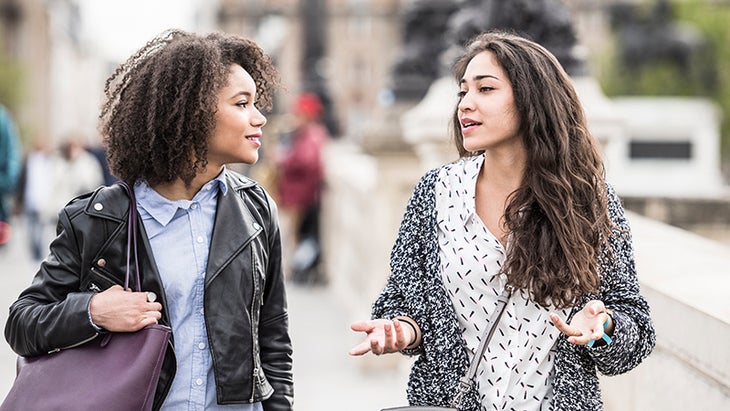 mindful speaking, two friends talking