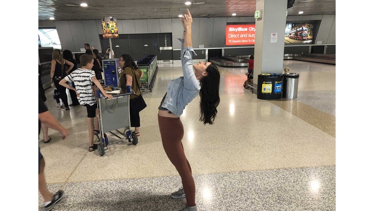 Upward Salute (Urdhva Hastasana), after flying