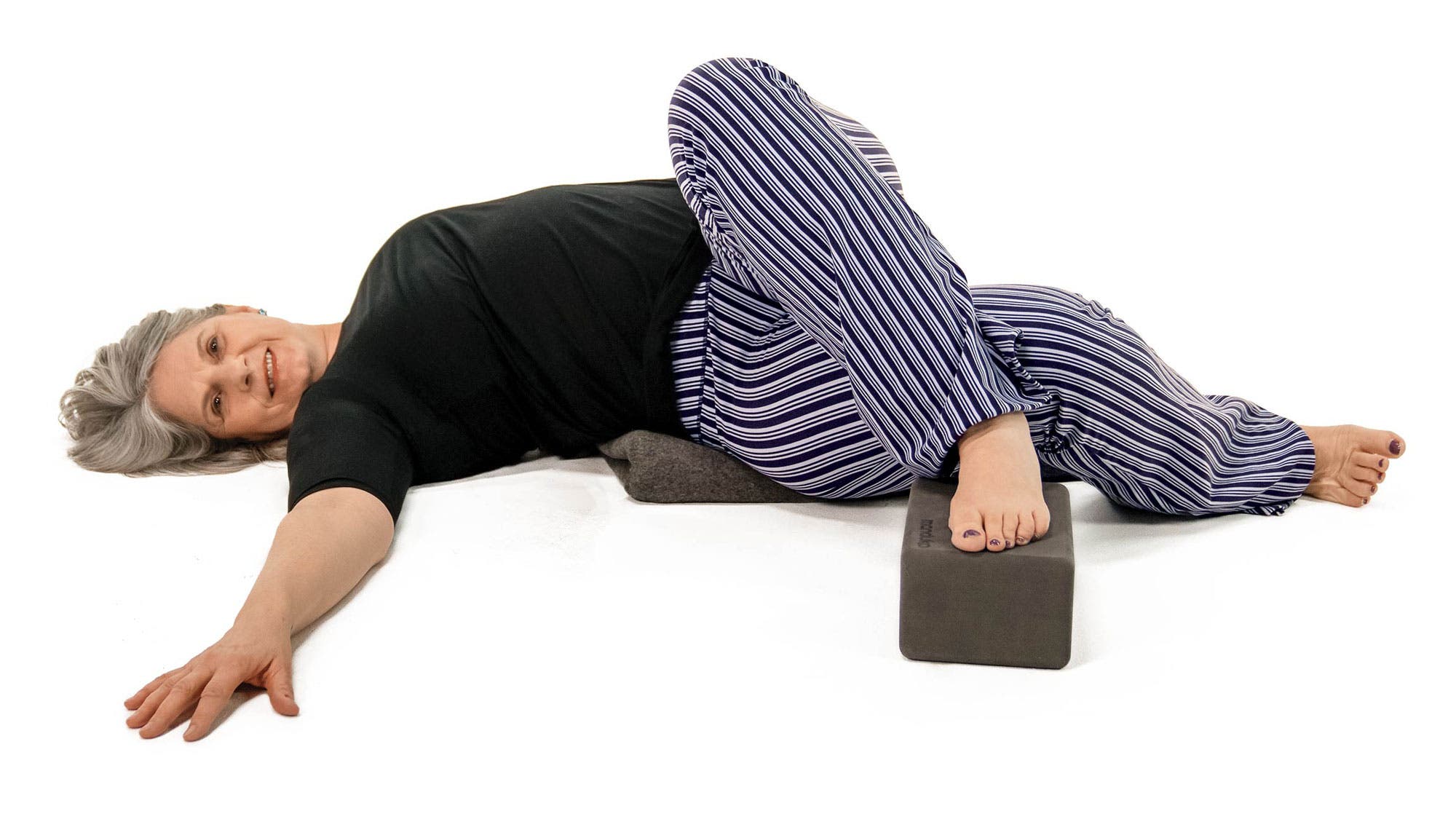 Supine Twist Variation, with ankle to knee