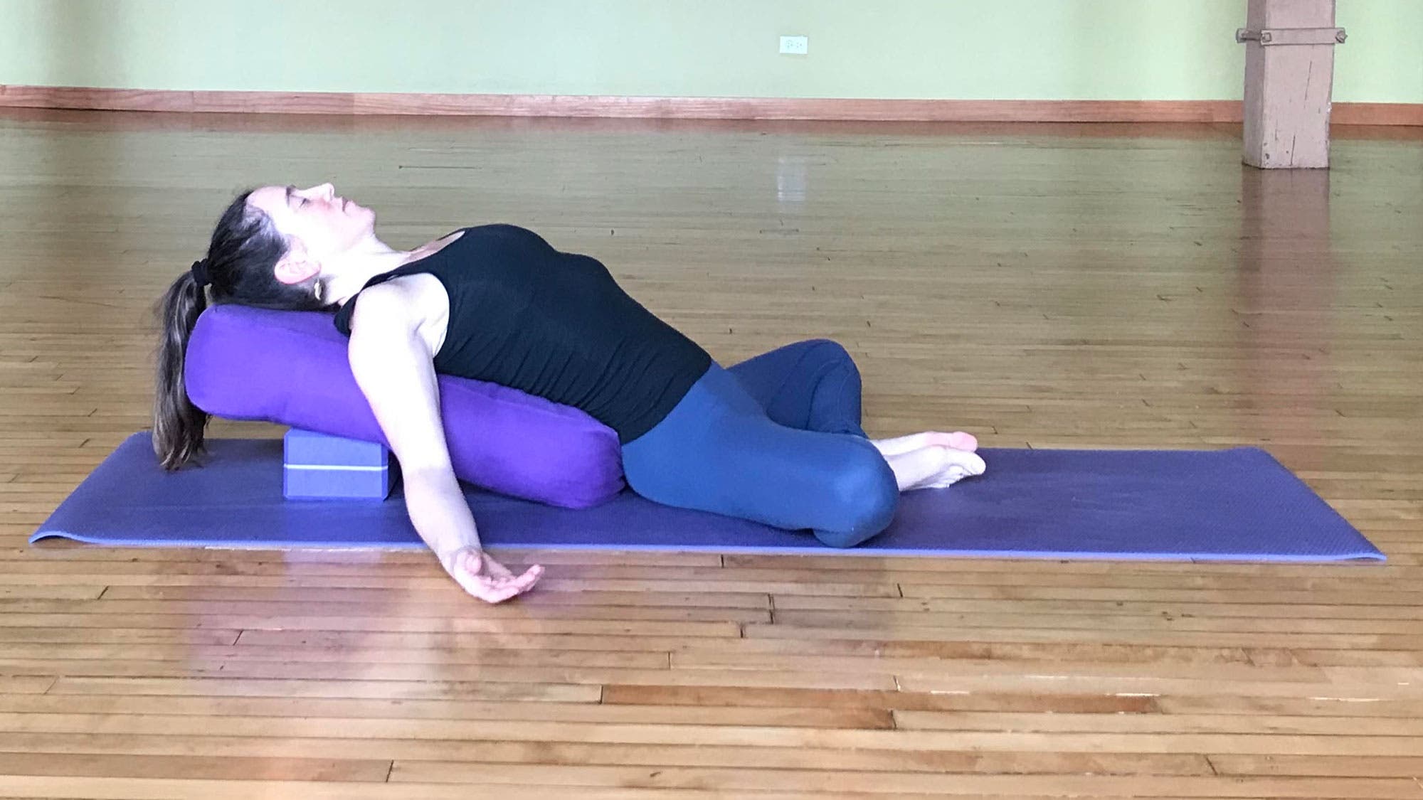 Yoga for colds. Supported Reclining Butterfly Pose.