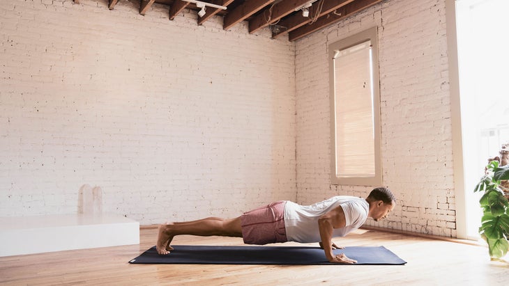 FeatureMasculinity_312_9208_bjk2_resized Chaturanga Dandasana to Makasana (Four-Limbed Staff Pose to Crocodile Pose)