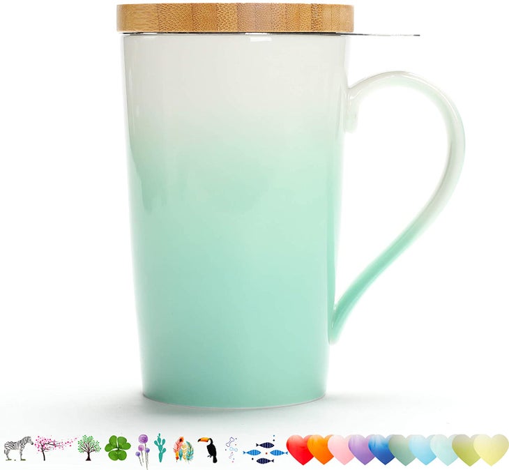 Sweese Porcelain Tea Mug with Infuser and Lid, Turquoise