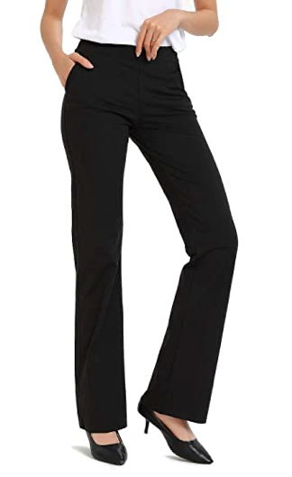 Amazon.com: XELORNA Women's Yoga Dress Pants Straight Leg Work Slacks Yoga  Pants High Waist Business Casual Pants with 6 Pockets, Black, S : Clothing,  Shoes & Jewelry