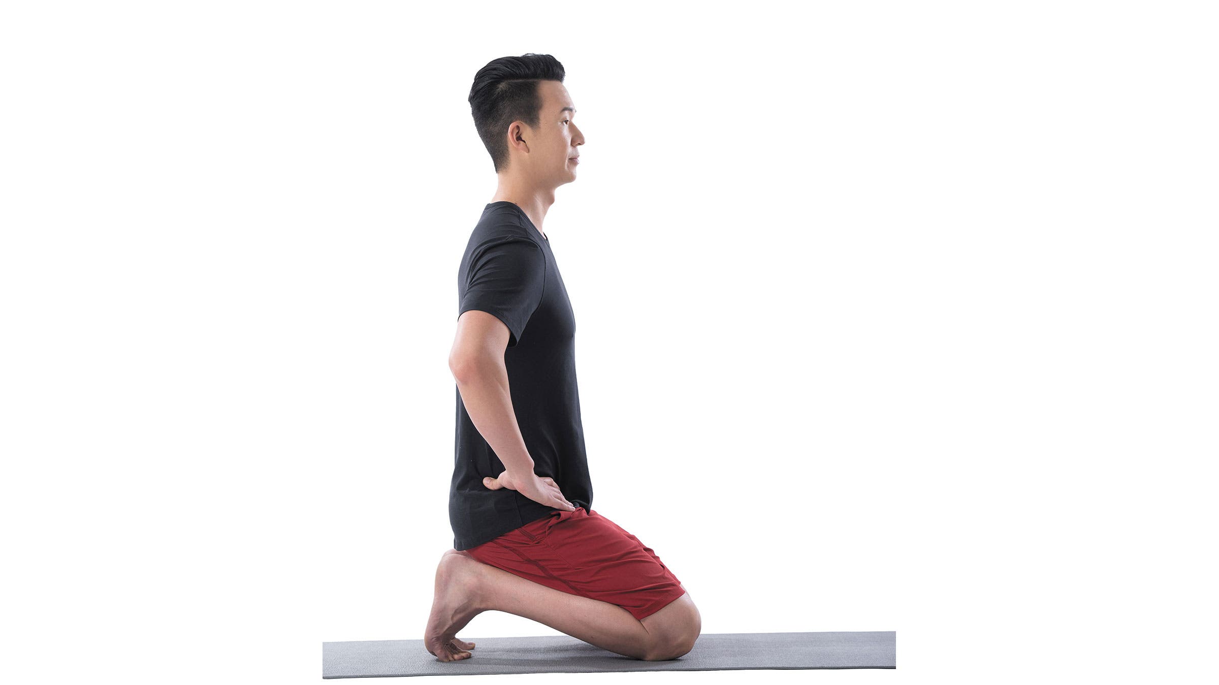 yoga for runners pose: kneeling toe stretch