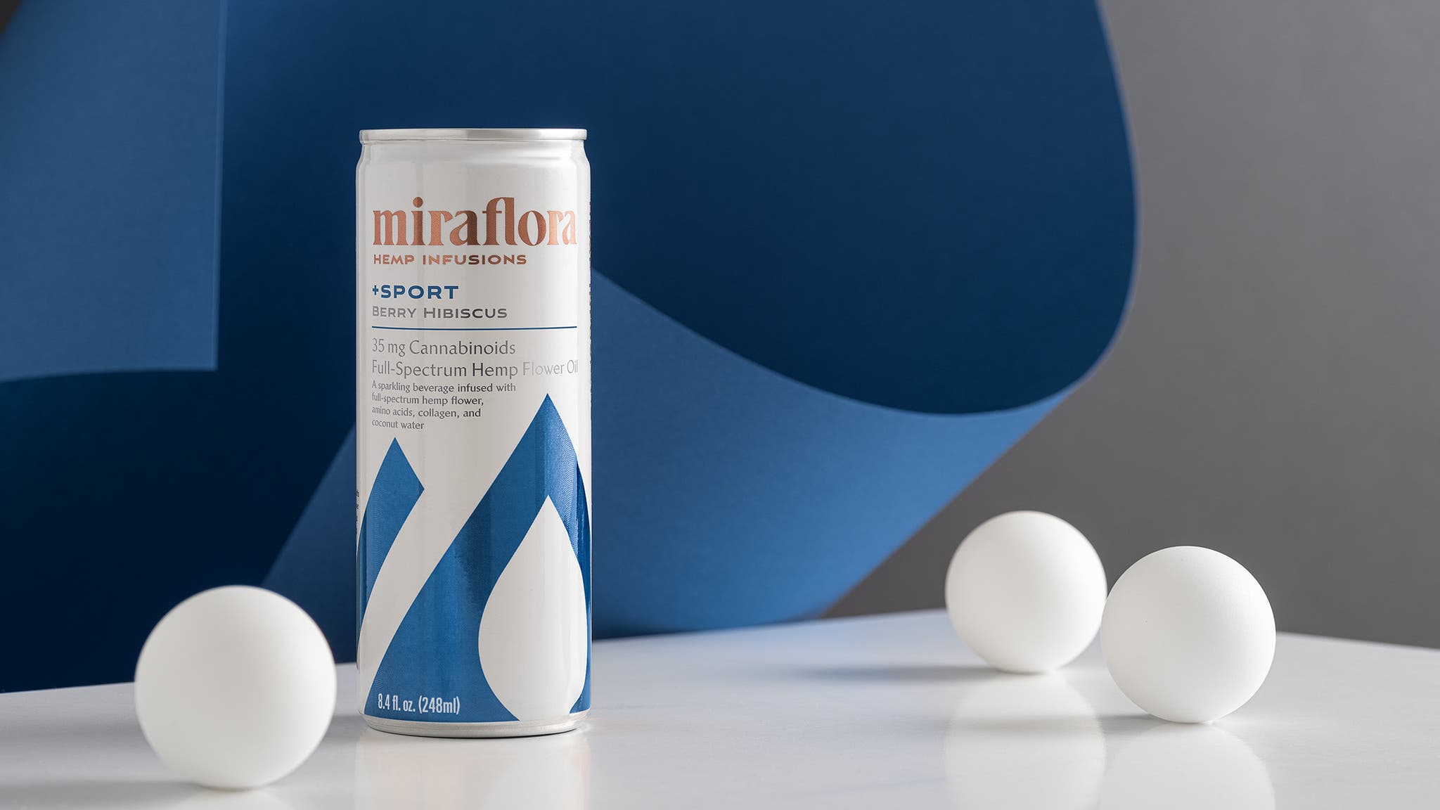 Can of Miraflora sparkling CBD beverage