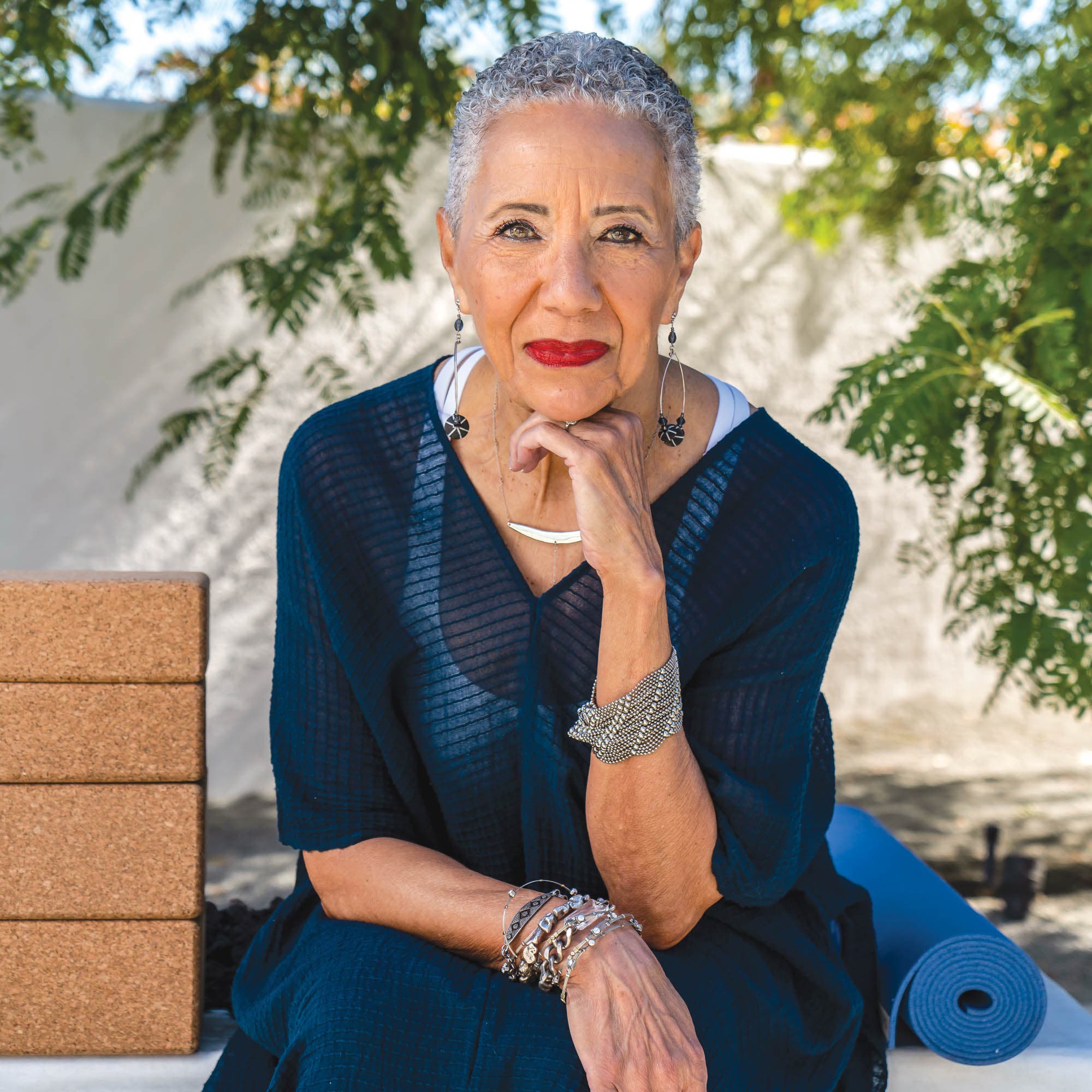 Gail Parker sitting outside