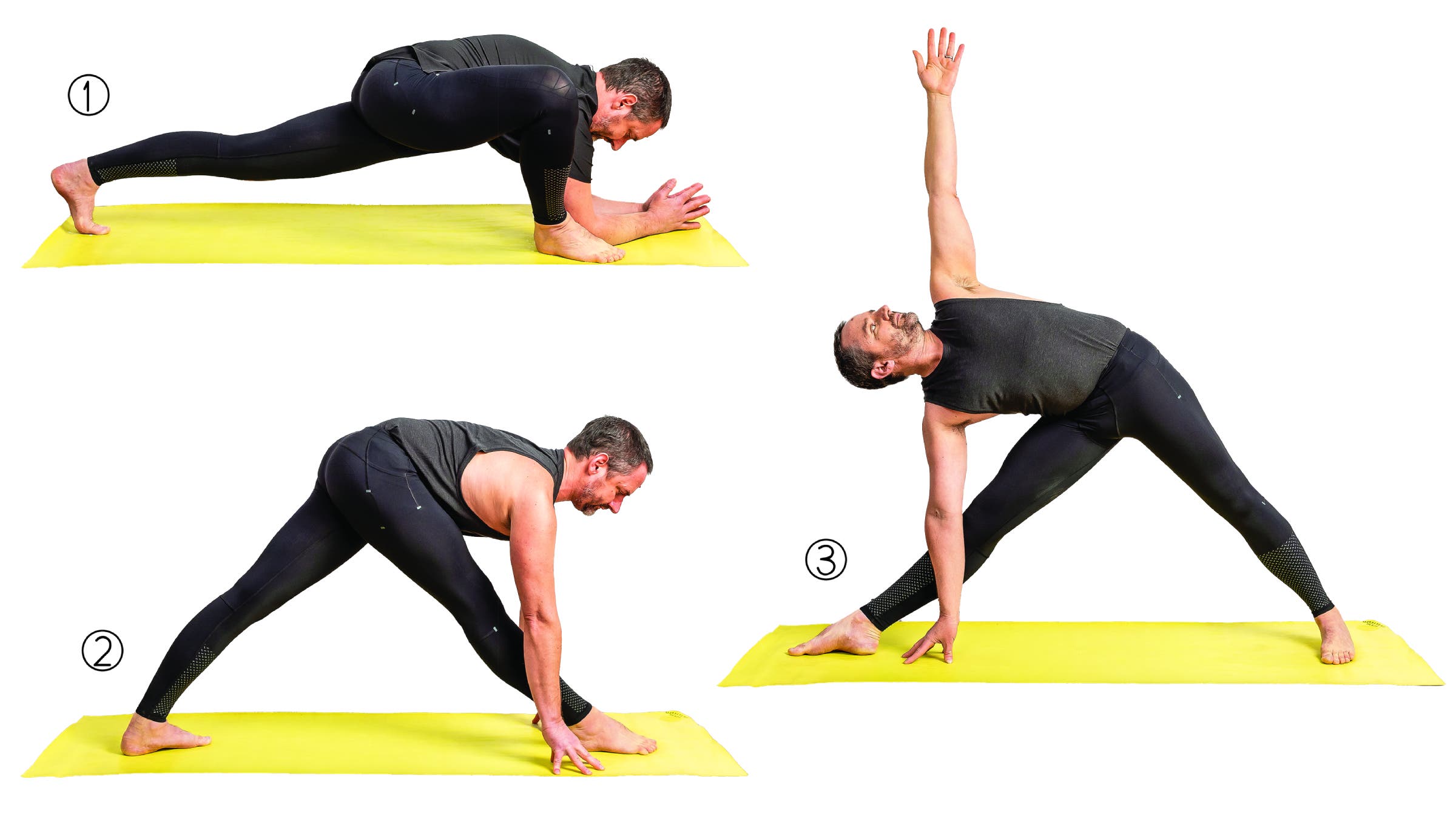 Maze in 3 different yoga poses