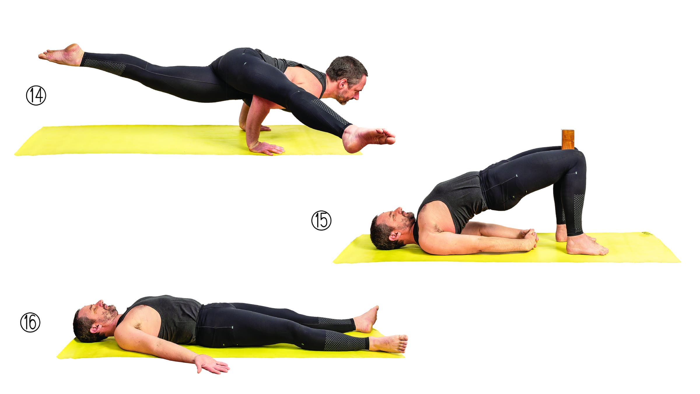 Noah Maze in three different yoga poses