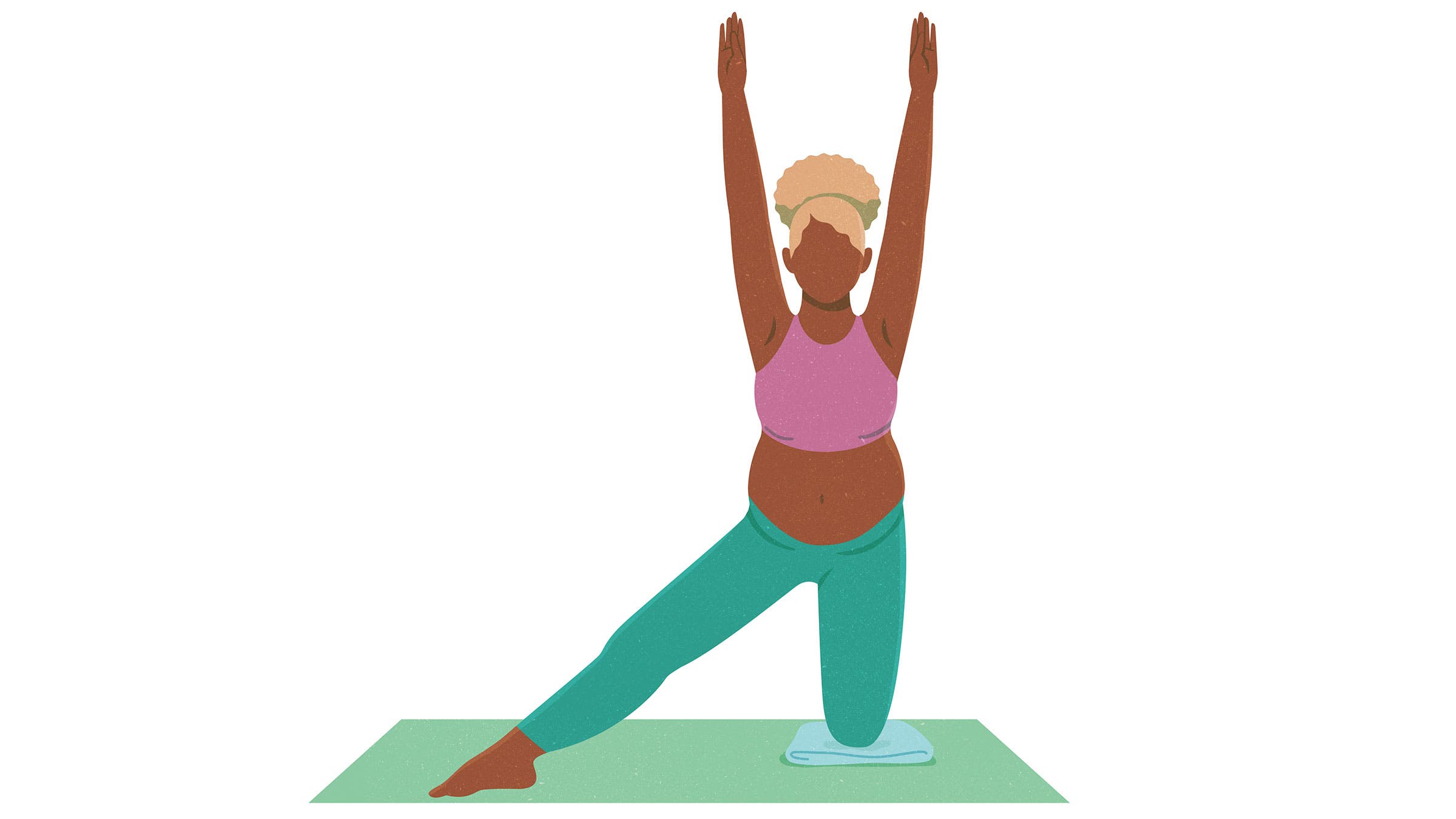 An illustration of a pregnant woman moving through Gate Pose in yoga