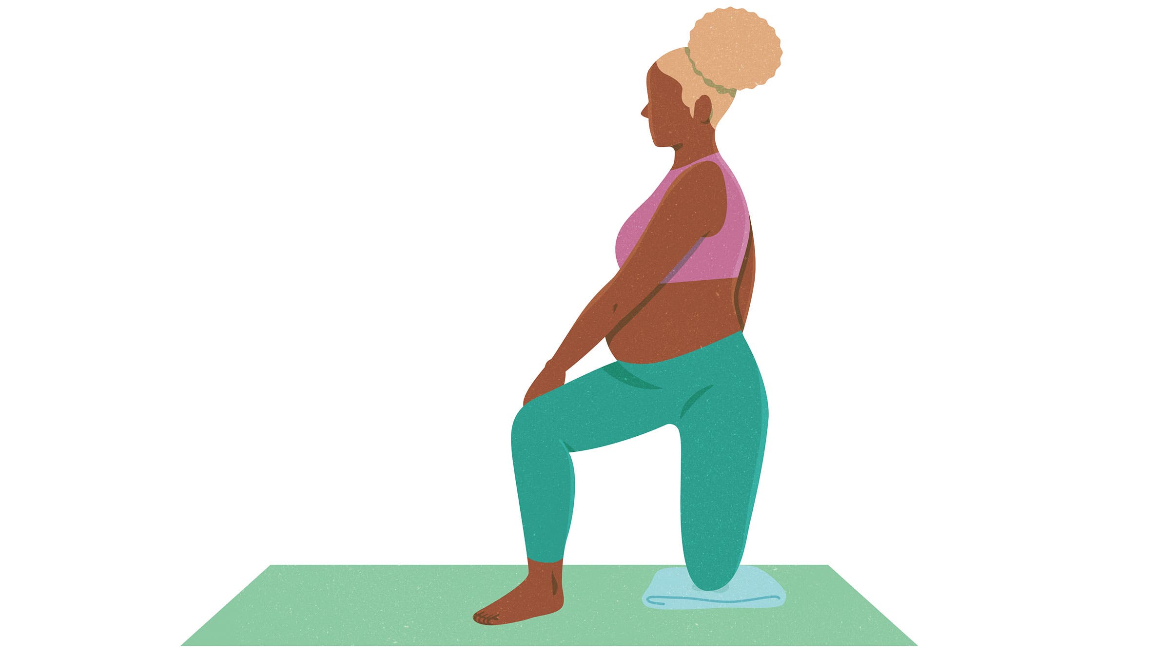 An illustration of a pregnant woman moving through Gate Pose in yoga