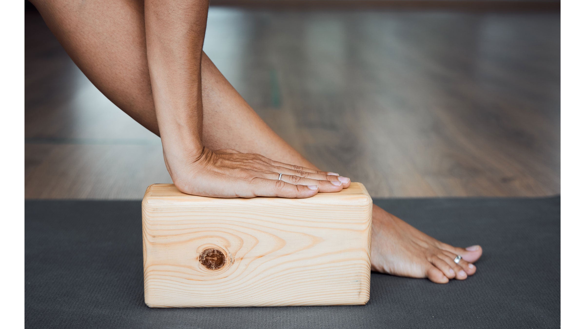 Set of yoga props wooden floor in studio. Set of blocks