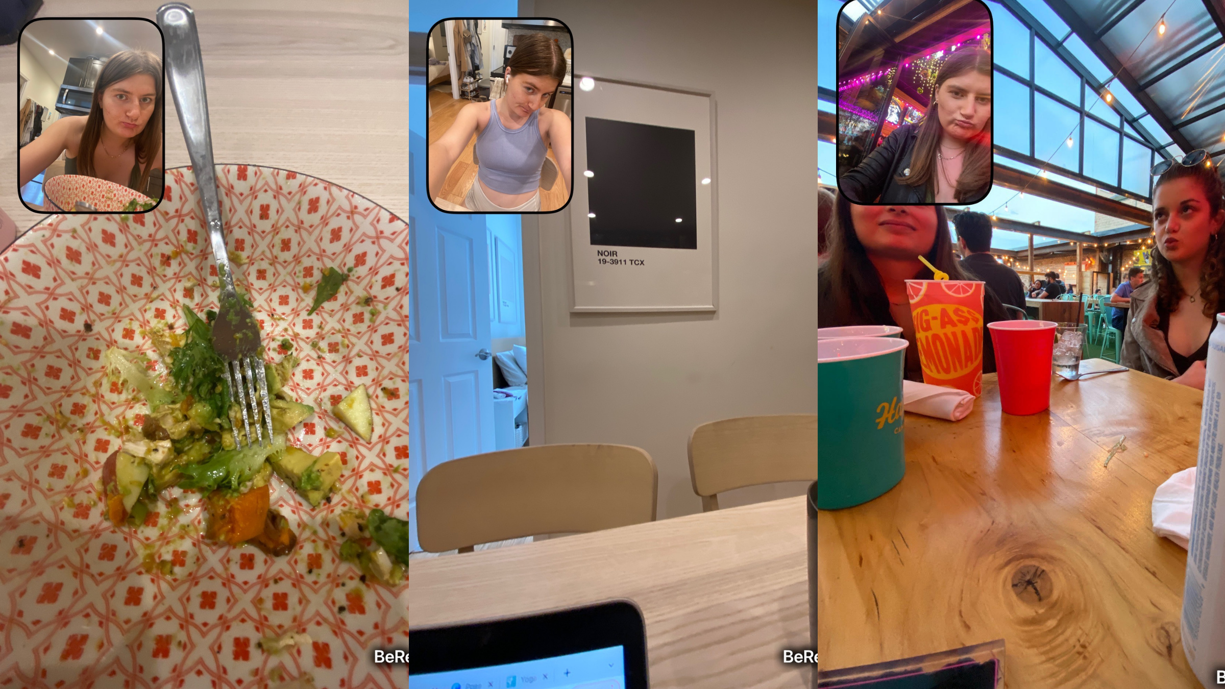 A collection of three BeReal posts