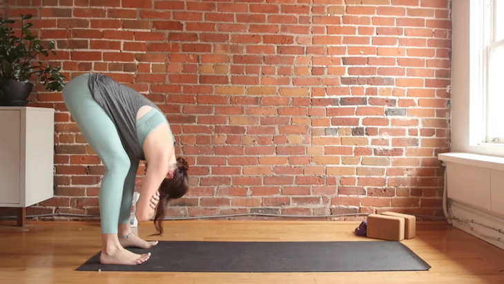 Cassandra Reinhardt teaches yoga during a 10-minute morning yoga practice