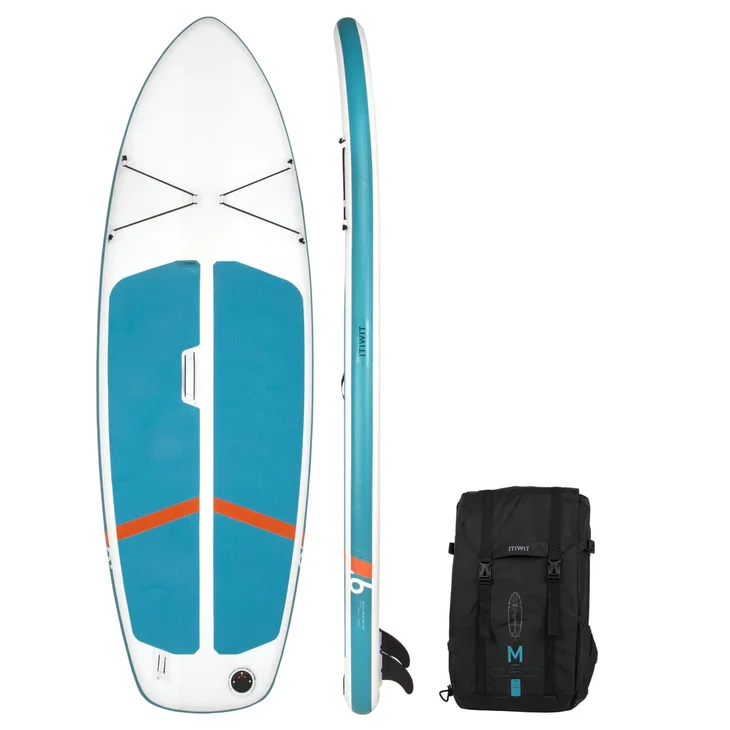 SUP paddleboard in white and turquoise color