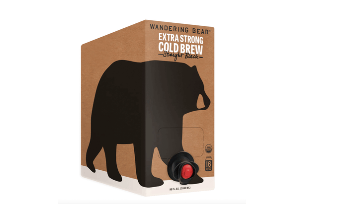 A box of Wandering Bear cold brew coffee