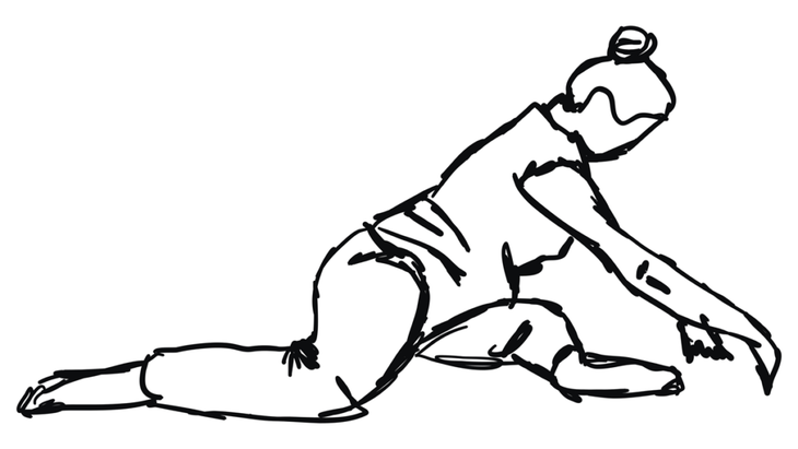 Illustration of a person practicing Deer Pose, Yin Yoga Pose