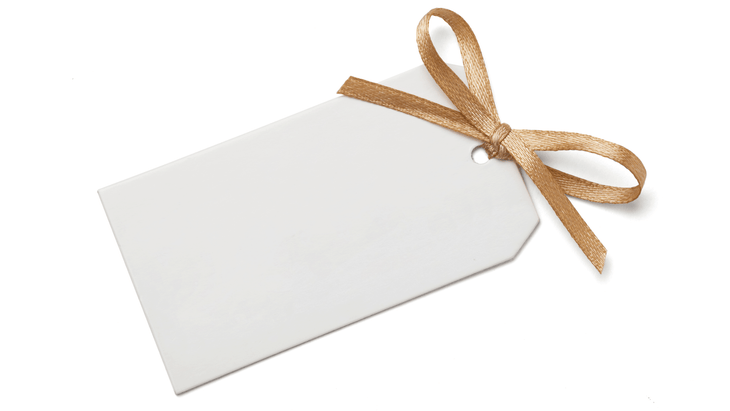 A blank gift card in a white envelope with a bow for Father's Day gift