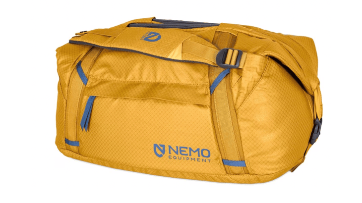 A duffel bag for camping in the color Chai by the brand Nemo