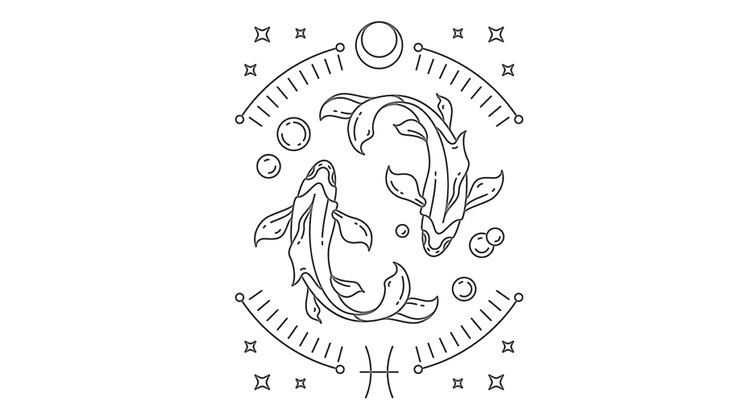 Astrological symbol for Pisces, the last sign of the zodiac