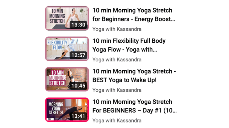 Yoga With Kassandra most popular YouTube videos