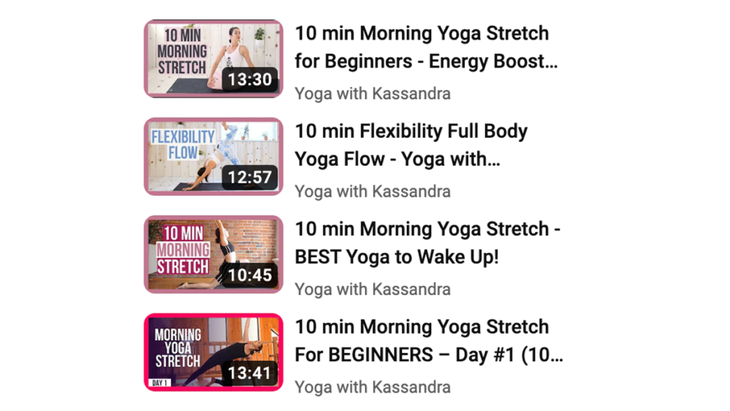 Most Popular YouTube Videos of Yoga With Kassandra