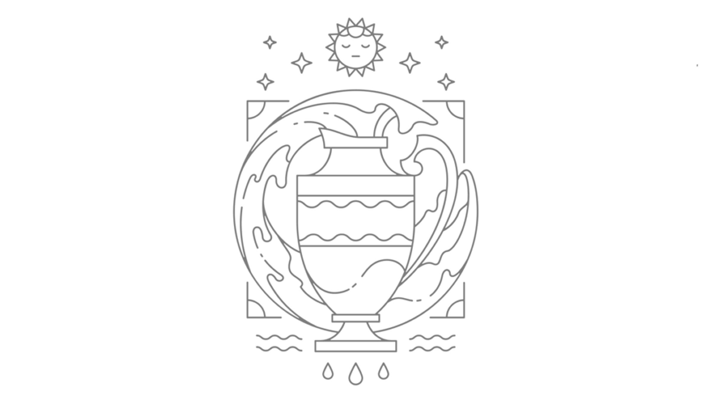 Illustration of a water vessel to symbolize the astrological or zodiac sign of Aquarius.