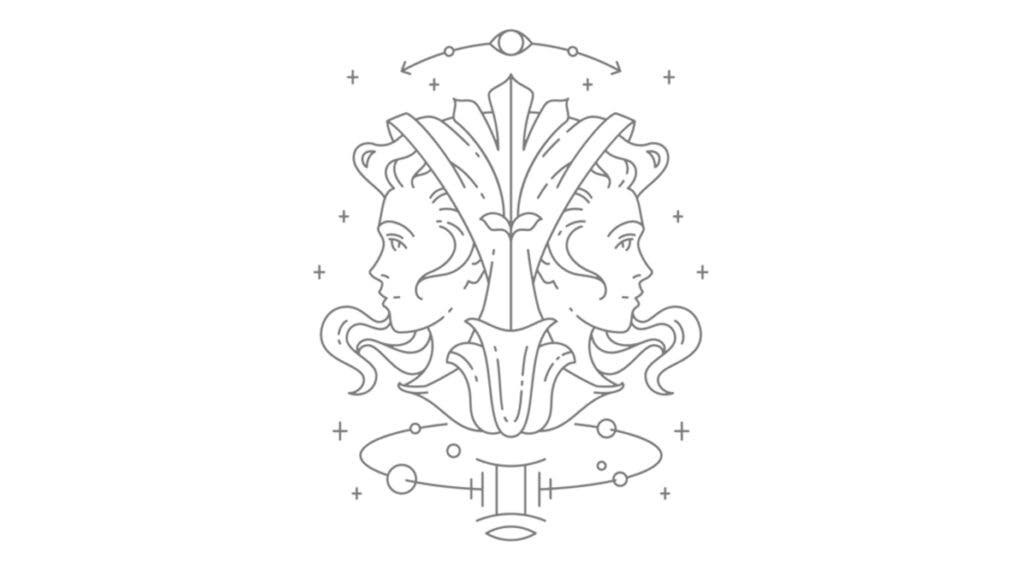An illustration of the zodiac sign Gemini, with its twin energy.