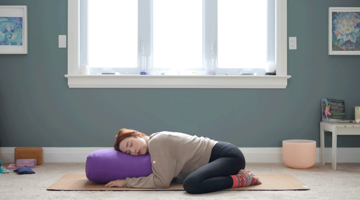 Yoga with Kassandra practicing Child's Pose