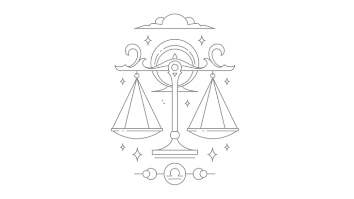 Astrology Zodiac Sign Libra Horoscope Symbol In Line Art Style