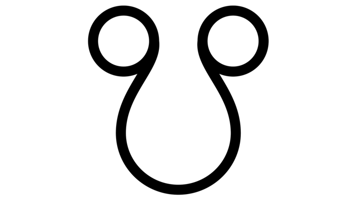 An illustration of an astrology glyph of an upside-down horse shoe depicting the south node