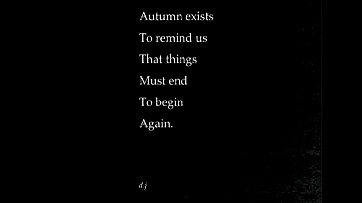 An illustrated quote about the fall equinox reminding us of things ending before beginning