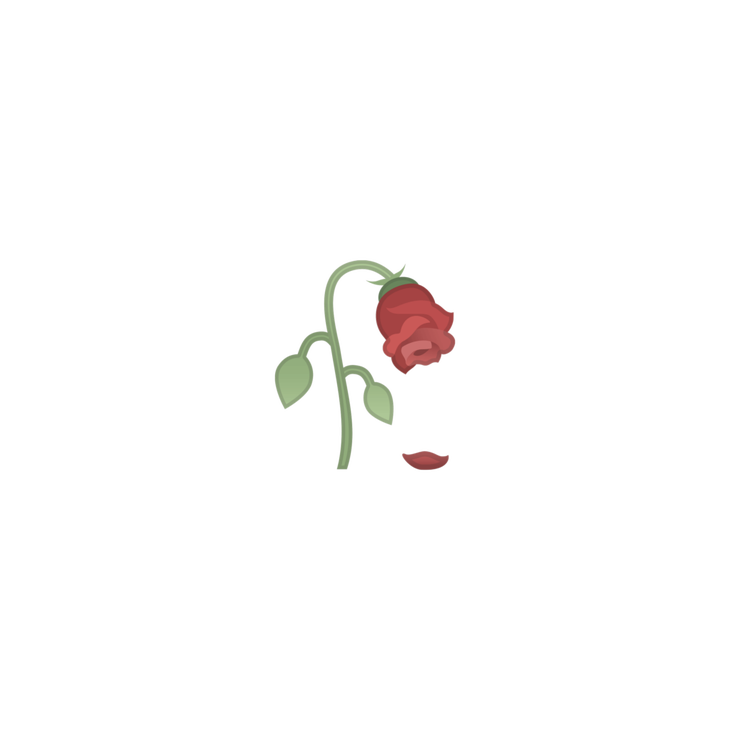 Wilted rose emoji with a petal having fallen to the ground.