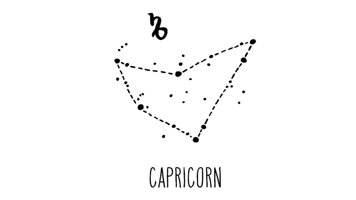 Astrological sign for Capricorn and its glyph, or symbol